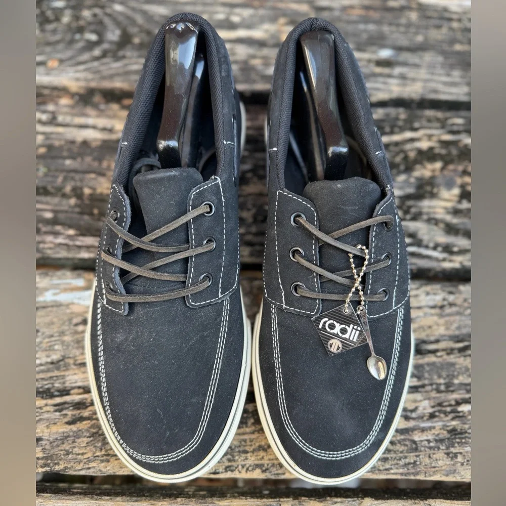 NWT Radii Footwear Gilligan Black Nubuck Size 10.5 Lace Up Men’s Boat Shoe M2